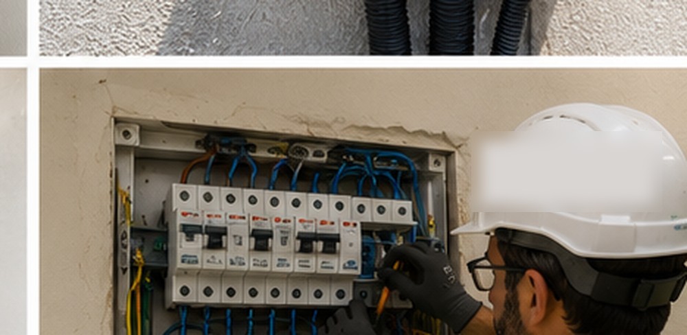 Cuadro eléctrico abierto durante una instalación de OTESAN SECURITY